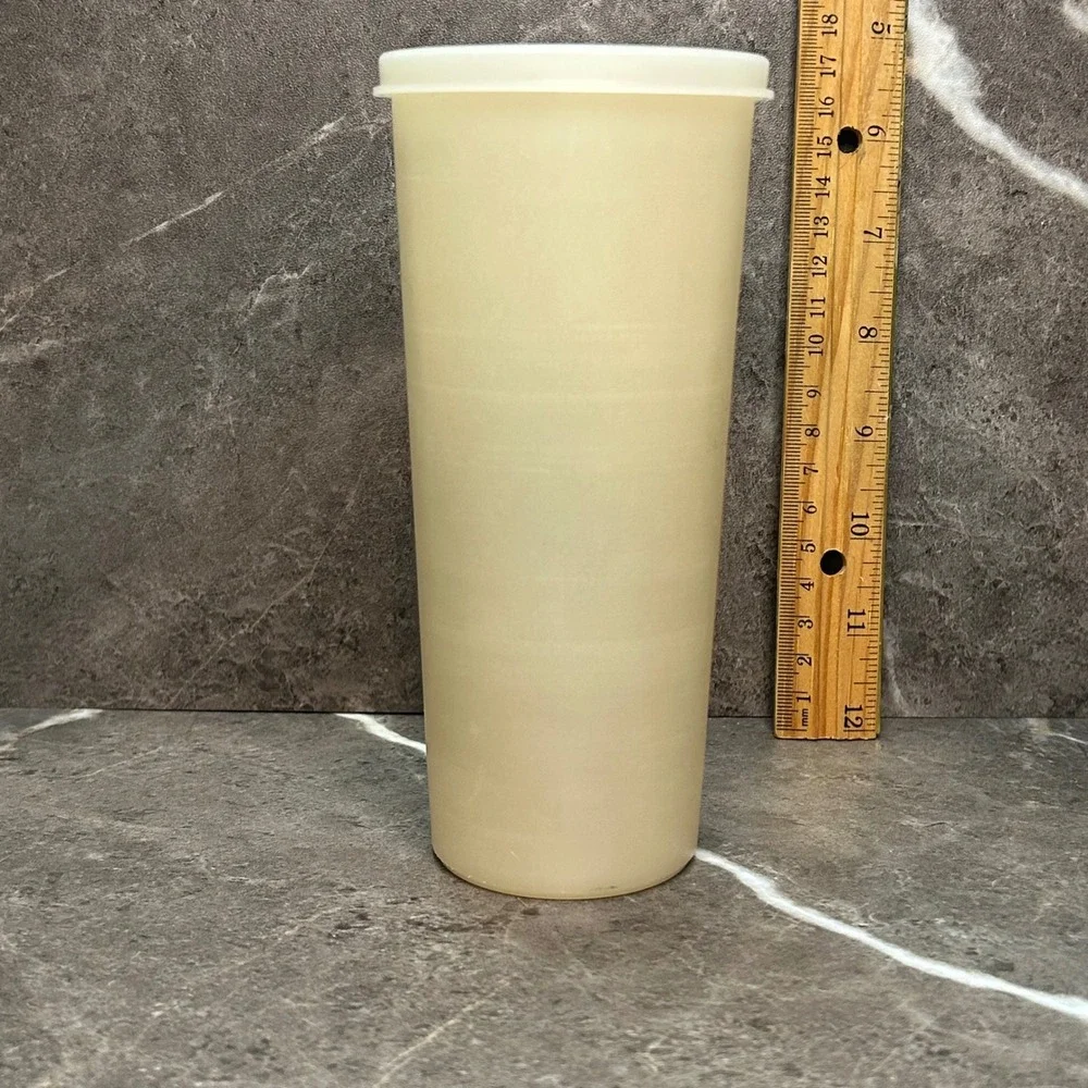 Vintage Tupperware 107-41 Tall Canister Container Almond Ivory w/ Lid